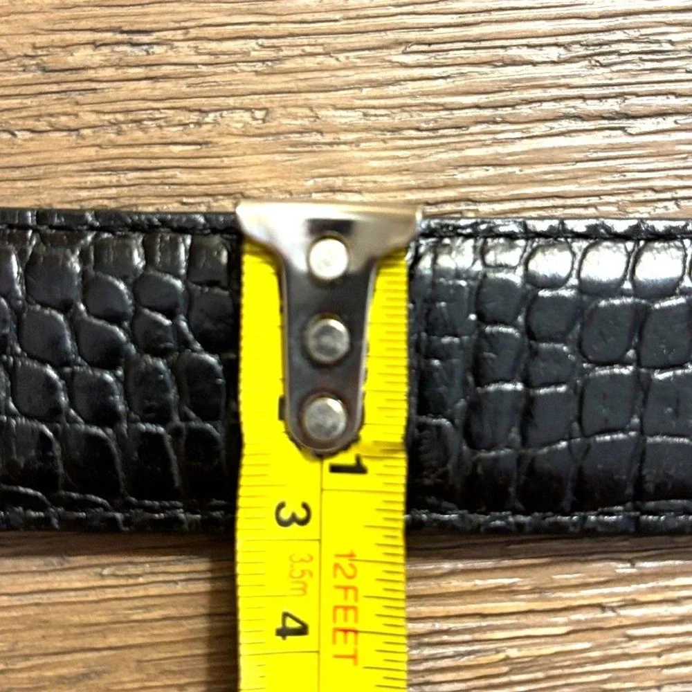 Brighton Men's Black Croco Embossed Italian Calfskin Leather Belt 38 Made In USA